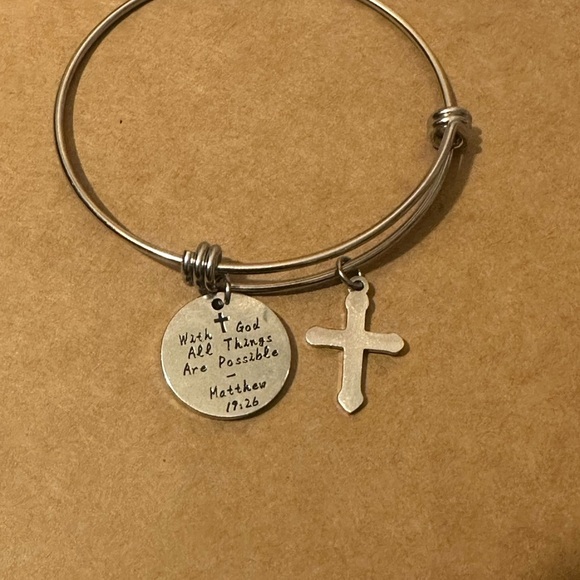 “ With God, all things are possible.” Timeless piece with cross and Bible verse - Picture 4 of 4